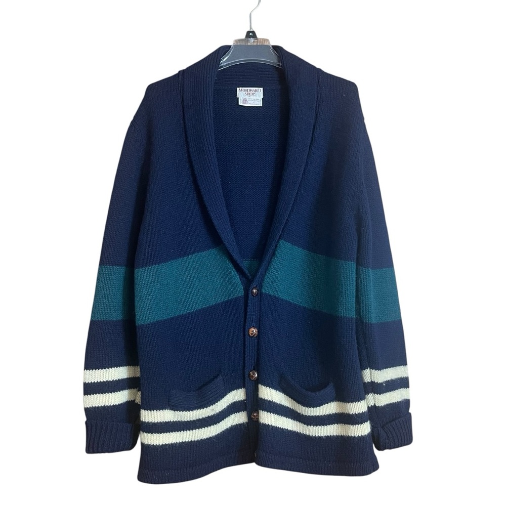 Woodward Shop vintage British wool striped cardigan large